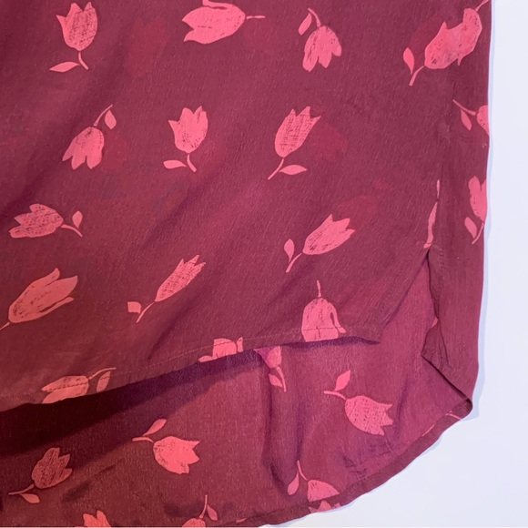 Long Tall Sally Size Red Floral Long Sleeve Blouse Size 14 - Picture 12 of 13